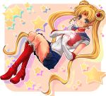  bishoujo_senshi_sailor_moon blonde_hair blue_eyes boots bun_cover choker circlet double_bun double_buns earrings jewelry long_hair magical_girl paranoia sailor_moon skirt solo star stars tsukino_usagi twintails 