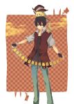  1boy artist_request baseball_cap black_hair fingerless_gloves gloves hat pikachu pokemon pokemon_(creature) pokemon_(game) popped_collar red_(pokemon) red_(pokemon)_(classic) red_eyes 