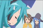  anger annoyed aspect_ratio bad_aspect_ratio cap cosplay hat hatsune_miku hatsune_miku_(cosplay) hiiragi_kagami izumi_konata kusakabe_misao lucky_star nagato_yuki nagato_yuki_(cosplay) o_o screencap suzumiya_haruhi_no_yuuutsu vocaloid 