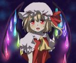  blonde_hair bust flandre_scarlet glowing hat matyinging open_mouth red_eyes scared short_hair side_ponytail tears touhou wings 