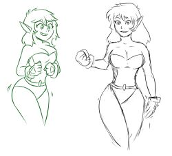  beast_boy_(dc) cartoon_network cropped_legs front_view genderswap genderswap_(mtf) green_eyes green_hair leotard long_hair sketch smiling teen_titans themightfenek 