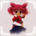  chibi_usa double_bun double_buns lowres ogawa_hidari pink_hair red_eyes school_uniform skirt twintails 