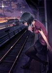  black_legwear black_pantyhose burner600 car dusk enoshima erect_nipples jewelry leaning_forward motor_vehicle original pantyhose pendant profile real_world_location short_hair skirt solo standing train_station vania600 vehicle 