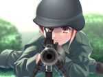  800x600 fatigues game_cg gun gunjou_no_sora_wo_koete helmet kurowashi kusakabe_kanako military pov_aiming rifle soldier sweat weapon 