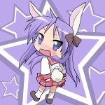  bunny_ears bunny_tail embarrassed hiiragi_kagami lucky_star purple_eyes purple_hair rabbit_ears school_uniform tail vector_trace violet_eyes 