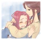  arch_(artist) blue_eyes blush closed_eyes code_geass comforting crying hand_on_head hold holding hug kallen_stadtfeld mother_and_daughter pink_hair plum_(arch) red_hair smile tears 