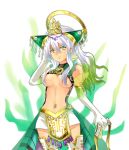  elbow_gloves gloves hair_ornament hayama_eishi large_breasts long_hair miniskirt musou_orochi musou_orochi_2 nari_otoko nariko nu_wa skirt thigh-highs thighhighs under_boob underboob warriors_orochi white_hair yellow_eyes 