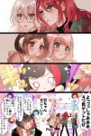 5girls :&lt; afterglow_(bang_dream!) aoba_moca aqua_eyes aqua_jacket bag bang_dream! bangs black_hair black_jacket blush bob_cut brown_eyes brown_hair brown_jacket character_doll chino_machiko closed_eyes comic commentary_request concentrating crane_game cup earmuffs earrings fang fur-trimmed_jacket fur_trim glasses green_eyes grey_hair hair_between_eyes hand_on_own_head handbag hands_together heart holding holding_cup jacket jewelry long_hair long_sleeves multicolored_hair multiple_girls nail_polish nesoberi o_o open_mouth pink_hair raised_fist red_nails redhead ribbed_sweater round_eyewear sparkle squiggle streaked_hair sweatdrop sweater translation_request udagawa_tomoe uehara_himari white_jacket white_sweater