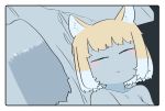  1koma 2girls animal_ears bangs black_hair closed_eyes collarbone comic dutch_angle face fox_ears grey_hair gunzan half-closed_eyes highres kemono_friends looking_at_another lying medium_hair multicolored_hair multiple_girls nude on_bed on_side orange_hair out-of-frame_censoring shoebill_(kemono_friends) silent_comic smile solo_focus tibetan_sand_fox_(kemono_friends) two-tone_hair white_hair yuri 