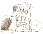  1girl animal_ears breasts dog fox_ears fox_tail large_breasts original sakura_inu smile tagme tail thigh-highs 