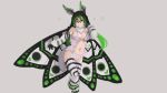  1girl erect_nipples full_body fur glasses gradient_hair green_eyes highres moth_girl moth_wings multicolored_hair navel original paintrfiend smile solo tagme tharkis wings 