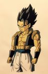  1boy abs arms_at_sides black_eyes black_hair clenched_hands dragon_ball dragon_ball_super dragon_ball_super_broly expressionless frown gogeta lee_(dragon_garou) male_focus muscle pants shaded_face shirtless short_hair simple_background spiky_hair upper_body waistcoat white_pants 