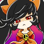  1girl :&lt; ashley_(warioware) bangs black_hair disgust dress hair_ornament head_tilt long_hair looking_at_viewer nintendo red_dress red_eyes sailor_collar shaded_face sidelocks skull solo tendoast twintails very_long_hair warioware white yellow_sailor_collar 