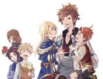  5boys aglovale_(granblue_fantasy) black_hair blonde_hair bouquet candy child crying doctor_(granblue_fantasy) flower food gran_(granblue_fantasy) granblue_fantasy jewelry lancelot_(granblue_fantasy) lollipop long_hair looking_down maji_(eau-fumeuse0207) multiple_boys overalls percival_(granblue_fantasy) proposal redhead ring ring_box shorts siegfried_(granblue_fantasy) simple_background vane_(granblue_fantasy) yaoi younger 