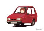  1girl amami_haruka bow brown_hair car chibi ground_vehicle idolmaster idolmaster_(classic) kayatsu_urotoma motor_vehicle reliant_robin shadow signature simple_background smile steering_wheel twitter_username 