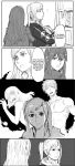 2girls absurdres bangs blush caught comic english_text female_my_unit_(fire_emblem:_kakusei) fire_emblem fire_emblem:_kakusei greyscale hair_between_eyes hairband highres imagining krom long_hair lucina monochrome mother_and_daughter multiple_girls muscle my_unit_(fire_emblem:_kakusei) nintendo nude short_hair swept_bangs tagme twintails yrfreakyneighbr 