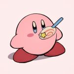  1other blue_eyes blush_stickers candy cute eating enotou_(enotou_moi) food hal_laboratory_inc. hoshi_no_kirby invincible_candy kirby kirby_(series) lollipop nintendo no_humans pink_background shadow simple_background solo 