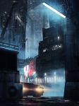  asuteroid blade_runner blade_runner_2049 car clouds commentary_request dystopia ground_vehicle highres light motor_vehicle no_humans outdoors scenery tagme 