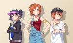  3girls black_hair blue_eyes brown_hair green_eyes hoshizora_rin jockey kousaka_honoka love_live! love_live!_school_idol_project multiple_girls orange_hair red_eyes sawada_wani short_hair twintails yazawa_nico 