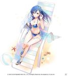  1girl artist_request blue_hair breasts cleavage commentary_request green_eyes long_hair looking_at_viewer maria_traydor official_art solo star_ocean star_ocean_till_the_end_of_time swimsuit 