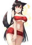  /\/\/\ 1girl :d @_@ alternate_costume animal_ear_fluff animal_ears bandeau bangs bare_arms bare_shoulders black_hair blush breasts cleavage collarbone commentary_request covering covering_crotch cowboy_shot embarrassed eyebrows_visible_through_hair groin hair_between_eyes imaizumi_kagerou kasuka_(kusuki) large_breasts long_hair looking_at_viewer microskirt navel nose_blush open_mouth panties panty_peek red_eyes red_skirt side_slit sidelocks simple_background skirt smile solo standing stomach tail tears thighs touhou under_boob underwear very_long_hair white_background white_panties wolf_ears wolf_tail 