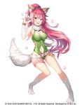  1girl animal_ears artist_request breasts cat_ears cat_tail cleavage cleavage_cutout gloves long_hair looking_at_viewer official_art open_mouth paws perisie perisie_(star_ocean) pink_eyes pink_hair ponytail smile solo star_ocean star_ocean_first_departure tail 