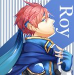  1boy blue_eyes cape fingerless_gloves fire_emblem fire_emblem:_fuuin_no_tsurugi gloves headband highres nintendo pauldrons redhead roy_(fire_emblem) solo 