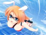  bikini blue_eyes bunny_ears charlotte_e_yeager cloud clouds goggles ocean rabbit_ears red_hair redhead sky strap_cleavage strike_witches striker_unit striker_units swimsuit yuku_(kiollion) yuyuyu 