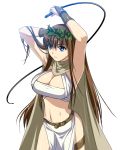  armpits bad_id blue_eyes breasts brown_hair cape cleavage isobe large_breasts long_hair moira sound_horizon whip 