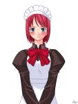  apron blue_eyes blush highres hisui maid melty_blood red_hair redhead short_hair transparent_background transparent_png tsukihime type-moon vector_trace 