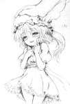  flandre_scarlet hat katzeh monochrome petite petting side_ponytail sketch smile touhou traditional_media 