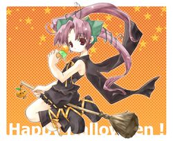  broom_riding food halloween ice_cream original purple_eyes purple_hair takamura_masaya violet_eyes 