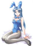  asakura_ryouko blue_eyes blue_hair bunny_ears bunnysuit fujita_(speedlimit) huzita long_hair pantyhose rabbit_ears suzumiya_haruhi_no_yuuutsu 