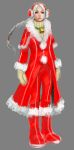  bell boots christmas earmuffs ellen_(folkssoul) folkssoul mittens ponytail red_boots santa_outfit white_hair 