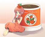  blush dress drinking food_as_clothes food_themed_clothes gloves personification plant plants tomato 