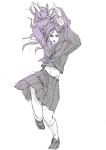  jojo&#039;s_bizarre_adventure jojo_no_kimyou_na_bouken long_hair midriff monochrome navel purple school_uniform serafuku shoes sketch skirt socks yamagishi_yukako 