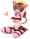  .hack//g.u. .hack//games .hack//roots animal_ears breasts brown_hair cat_ears cat_paws cleavage midriff navel paws ponytail purple_eyes san_dai_wa_jou short_hair tabby thigh-highs thighhighs violet_eyes 