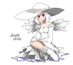  amanita_virosa bare_shoulders blush boots dress gloves hat jewelry lowres mushroom necklace original oso oso_(toolate) personification pixel_art red_eyes short_hair skull solo transparent_background white_hair wings 