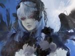  doll_joints flower gothic hairband lips long_hair purple_eyes rose roses rozen_maiden silver_hair suigintou thorns violet_eyes wings 