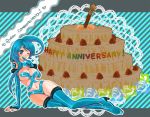  birthday blue_hair boots breasts cake cleavage doku_ta_pepa doku_ta_pepperko elbow_gloves fingernails food gloves nail_polish nails navel pastry pixiv pixiv-tan thigh-highs thigh_boots thighhighs wink 