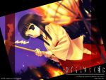  1280x960 black_hair fire furude_rika gohei higurashi_no_naku_koro_ni hime_cut japanese_clothes long_hair miko wallpaper 