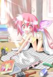  drink food futon kuroneko_no_toorimichi mystia_lorelei pink_hair short_hair touhou wings 