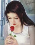  chen_shu_fen flower highres long_hair realistic rose roses 