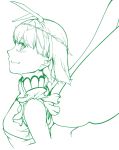  1girl antennae commentary_request highres hiyuu_(flying_bear) leaf looking_at_viewer monochrome short_hair simple_background sketch smile touhou white_background wings 