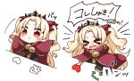  &gt;_&lt; 1girl absurdres bangs black_dress blonde_hair blush bow cape closed_eyes closed_mouth commentary_request dress ereshkigal_(fate/grand_order) eyebrows_visible_through_hair fate/grand_order fate_(series) hair_bow heart highres jako_(jakoo21) long_hair long_sleeves open_mouth outstretched_arms parted_bangs red_bow red_cape red_eyes round_teeth single_sleeve skull sleeves_past_wrists spine spread_arms teeth tiara translation_request twitter two_side_up upper_teeth very_long_hair white_background |_| 