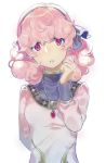  1girl aisutabetao curly_hair fire_emblem fire_emblem_echoes:_mou_hitori_no_eiyuuou hairband jenny_(fire_emblem) jewelry long_sleeves necklace nintendo parted_lips pink_hair red_eyes simple_background solo upper_body white_background 