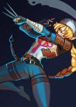  1girl androgynous bandage blonde_hair braid dark_skin gloves highres long_hair looking_at_viewer mask nintendo pointy_ears ponytail red_eyes reverse_trap sheik solo strikderp super_smash_bros. super_smash_bros._ultimate surcoat the_legend_of_zelda the_legend_of_zelda:_breath_of_the_wild the_legend_of_zelda:_ocarina_of_time turban weapon 