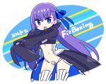  &gt;:o bangs blue_eyes blush boots chan_co cropped_jacket crotch_plate eyebrows_visible_through_hair fate/grand_order fate_(series) flat_chest hair_ribbon long_hair long_sleeves looking_at_viewer meltlilith purple_hair revealing_clothes ribbon stomach thigh-highs thigh_boots thighs 