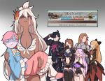  1boy 6+girls ahoge aircraft airship armor arrow bags_under_eyes beatrix_(granblue_fantasy) bikini black_hair blank_eyes blonde_hair blouse bow breasts brown_hair carrying character_request closed_eyes commentary crying defeat earrings flower frills garter_belt gloves gradient gradient_background granblue_fantasy hair_bow hair_flower hair_ornament handkerchief heart helmet holding holding_helmet horns jewelry katalina_aryze komeiji_satori leaf_hair_ornament long_hair long_sleeves mefomefo multiple_girls narmaya_(granblue_fantasy) navel octopus open_mouth pink_hair purple_hair salute shaded_face shirou_(granblue_fantasy) short_hair shorts simple_background skirt slippers swimsuit tan tears text_focus thigh-highs touhou very_long_hair vira_lilie white_hair wide_sleeves zooey_(granblue_fantasy) 