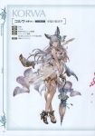  1girl absurdres animal_ears bare_shoulders blue_eyes bracelet breasts cleavage erune flower full_body granblue_fantasy hair_ornament high_heels highres holding jewelry korwa legs_crossed long_hair looking_at_viewer medium_breasts minaba_hideo nail_polish official_art parasol quill scan see-through silver_hair smile solo standing swimsuit umbrella 